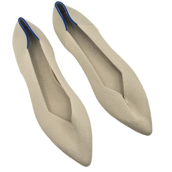 Rothy's The Point Toe Ballet Flat Slip-On Comfortable Ecru Beige Size W12 NWOB - Picture 10 of 11